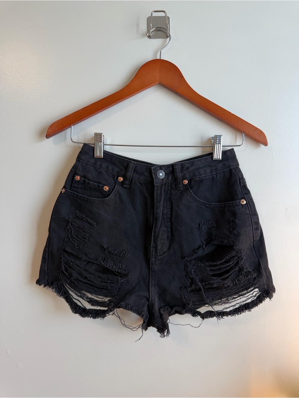 Signature 8 Women's Black Distressed Denim Shorts